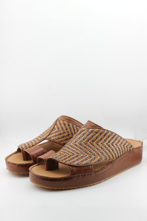 DFC Relax Men Woven Leather Slip-On Sandals